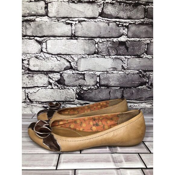 Fossil Brown Tan Leather Rose Floral Slip On Ballet Flats Shoes Women Sz 8.5M US - Picture 13 of 16